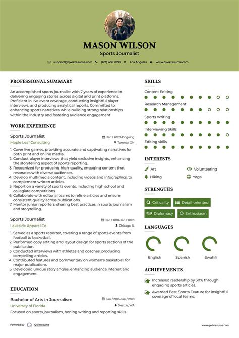 10+ Sports Journalist Resume Samples & Templates for 2025