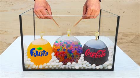 Experiment Fanta Coca Cola Vs Orbeez Vs Mentos In Aquarium