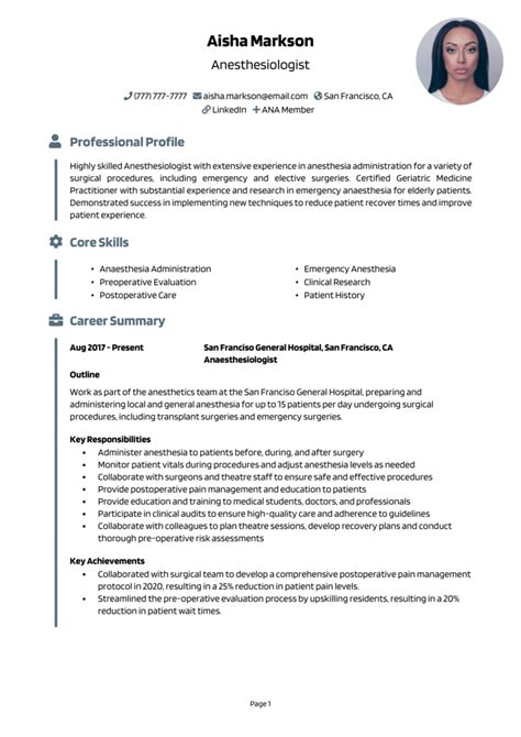 Anesthesiologist Resume Example And Guide Get Hired