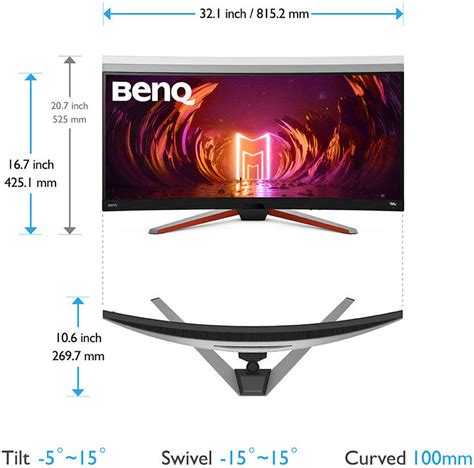 BenQ MOBIUZ 34" Ultrawide Curved Gaming Monitor, QHD 21:9 HDR IPS ...