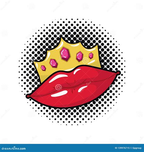 Female Lips Pop Art Style Isolated Icon Stock Vector Illustration Of