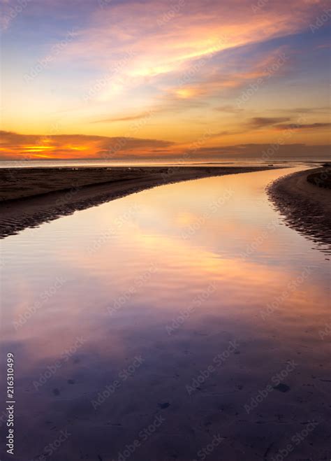 Beautiful and romantic sunset colour at the beach. suitable for ...