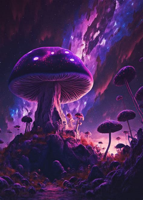 Space Forest Mushroom Poster Picture Metal Print Paint By Muh