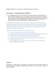 Case Study 1 17 Interoperability And SNOMED CT Docx Section HTHTEK