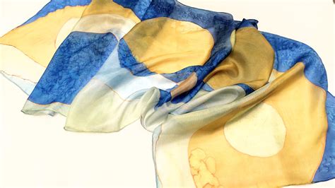 Blue Silk Scarf Hand Painted Scarf Blue Yellow Silk Scarf - Etsy