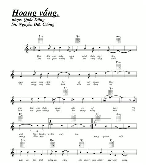 Sheet Hoang Vắng Song Lyric Sheet Chords Vip