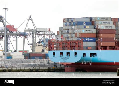 Rotterdam, Netherlands, container ship in the port of Rotterdam Stock ...