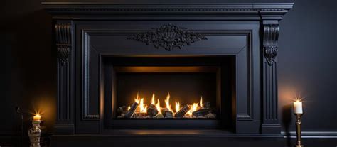 Premium AI Image | Up close view of modern black fireplace