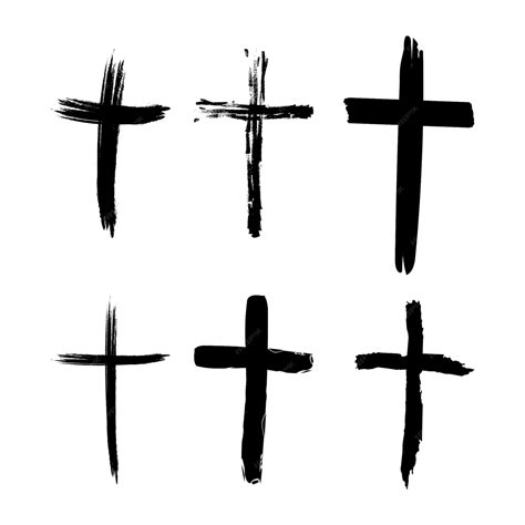 Premium Vector Set Of Hand Drawn Black Grunge Cross Icons Collection