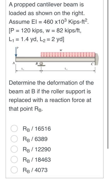 Solved A Propped Cantilever Beam Is Loaded As Shown On The Chegg