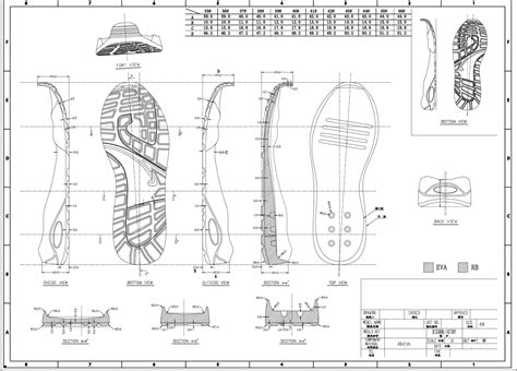 Shoe Pattern And Outsole Blue Print