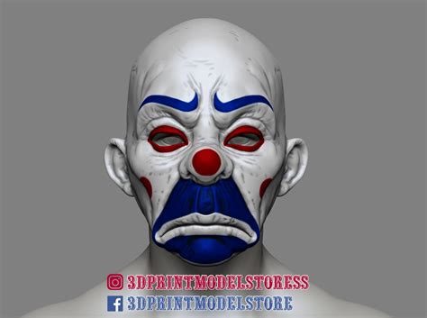 3d Print File Joker Dark Knight Cosplay Clown Mask Bozo Mask STL File