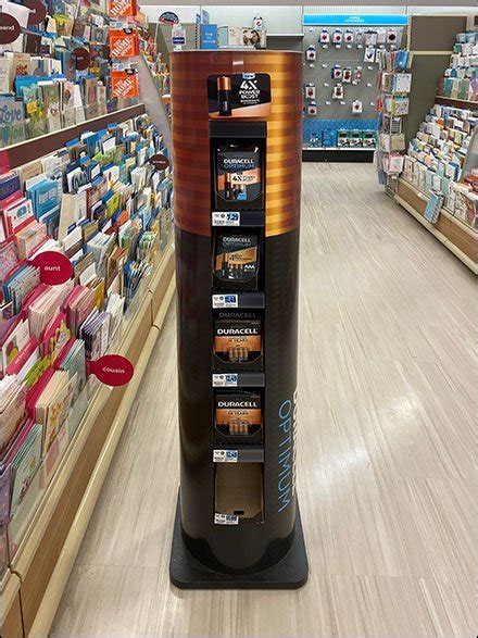 High Power Duracell Optimum Battery Display Tower Fixtures Close Up