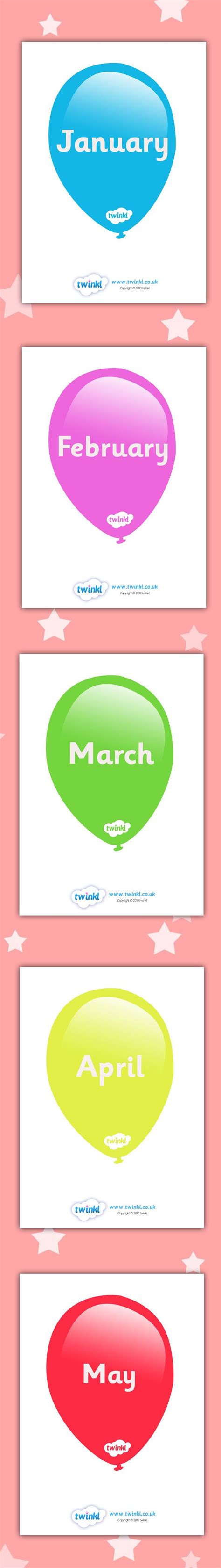 Twinkl Resources Months Of The Year On Balloons Printable Resources For Primary Eyfs Ks1