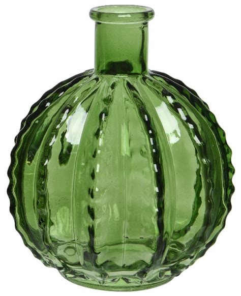 Vase cactus en verre vert foncé H16cm Vases Pier Import