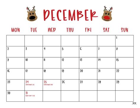 Printable December 2024 Christmas Calendar - Cammy Corinne