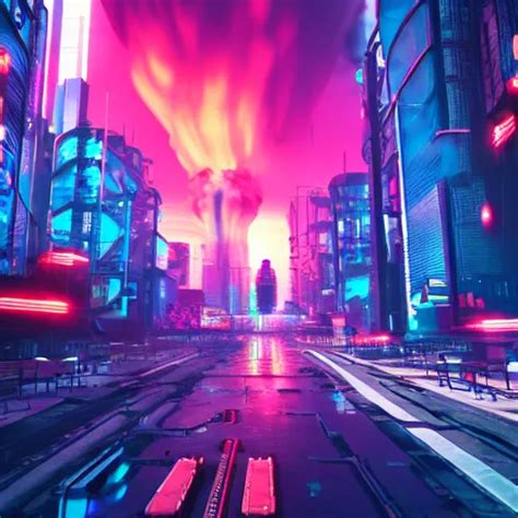 Krea A Nuclear Explosion In A Cyberpunk City High Definition Octane