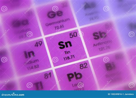 Chemical Element Tin Or Stannum Stock Photo Image Of Table Stannum