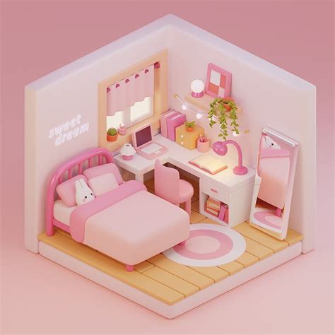 Daniela Iga 3d On Instagram 🐰 🩷 Another Isometric Room Following