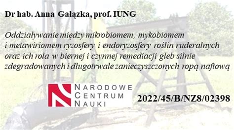 Projekt dr hab Anny Gałązki prof IUNG PIB otrzymał finansowanie w