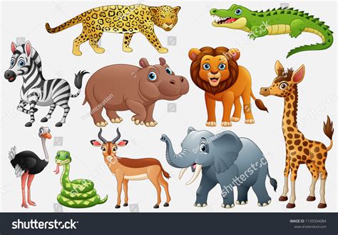 Cartoon Wild Animals On White Background Stock Vector (Royalty Free ...