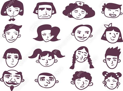 Doodle Emoji Face Set Hand Drawn Sketch Style Vector Illustration 이미지