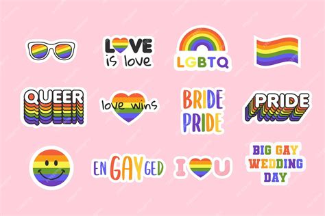 Premium Vector Lgbt Queer Gay Pride Stickers Lgbt Pride Colorful