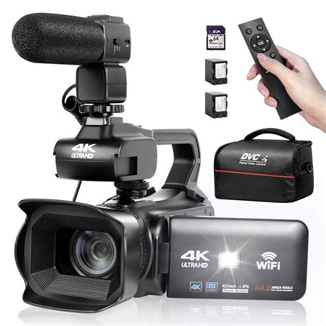 Video Camera 4K 18X,Registratore 64Mp,Schermo 4.0,Microfono,Telecomando ...