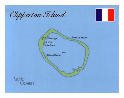 Detailed map of Clipperton Island with flag | Clipperton Island | North America | Mapsland ...