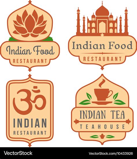 Indian food logo set Royalty Free Vector Image