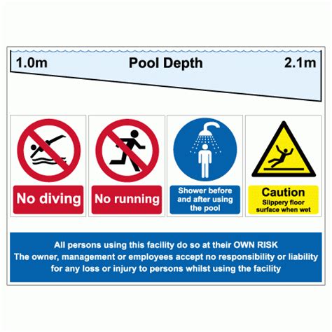 Swimming Pool Rules And Depths Sign Pool Safety Signs Safety Signs