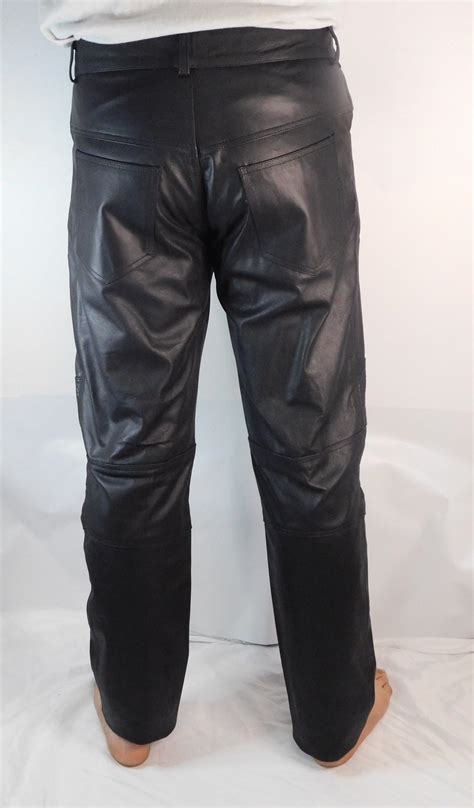 Leather Pant Dual Front Button Naked Zip Leather Pants Motorbike Leather Pant Gay Leather