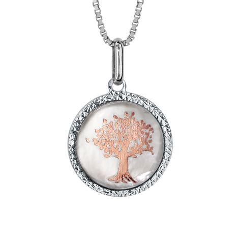 Collier en argent rhodié chaîne avec pendentif rond de 14mm en nacre