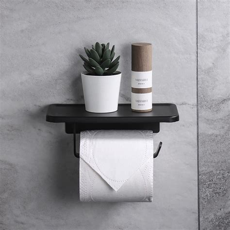 Porte Papier Toilette Support Papier Rouleau Toilette Noir Porte