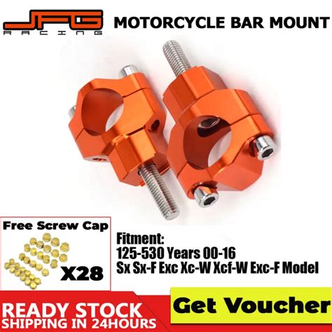 Jfg Racing Motorcycle Orange T Aluminum Handlebar Fat Bar Risers