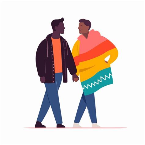 Premium Vector A Portrait Of Gay Couple With A Rainbow Flag The Concept Of LGBTQ Illustration