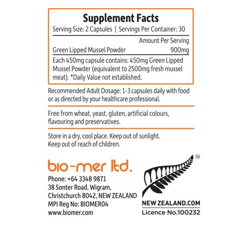 Green Lipped Mussel Powder Mg Capsules Life Extension Australia