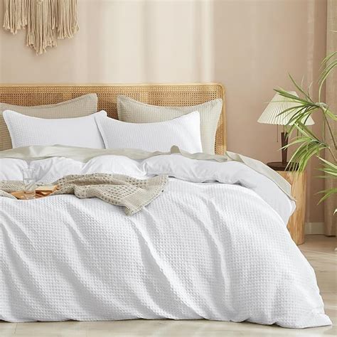 Amazon Phf Waffle Weave Duvet Cover Set Queen Size Piece Ultra