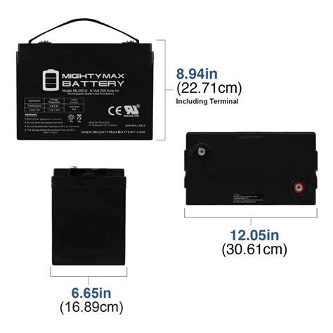 ML200 6 6 Volt 200 AH Internal Thread INT Terminal Rechargeable