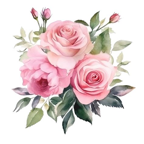 Arreglo De Ramo De Flores De Rosas Acuarela Rosa Pastel Png Dibujos