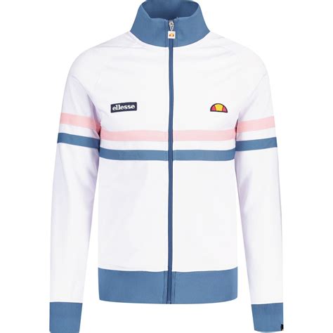 Ellesse Rimini Retro Casuals Track Jacket White Dark Blue Pink