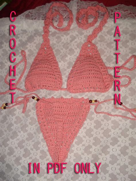 Crochet Girl Bikini G String Halter Top Swimsuit Pattern With Written Instruction In Pdf Files