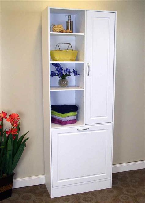 Linen Cabinet W Laundry Hamper Small Bathroom Storage Bathroom