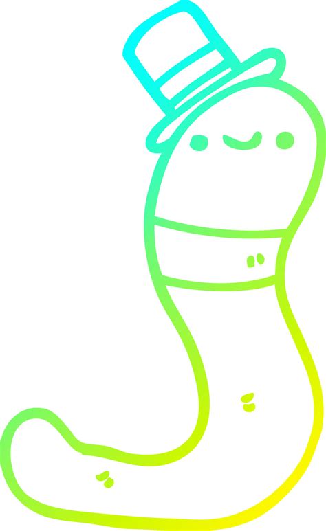 cold gradient line drawing cute cartoon worm 10557763 Vector Art at ...