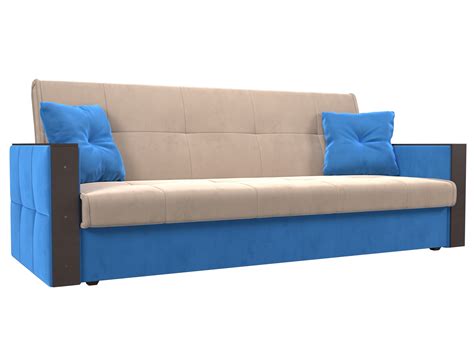 Диван Лига диванов Валенсия 210x90x85 см велюр цвет бежевый/голубой ️ ...