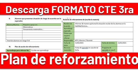 Formato Para El Plan De Reforzamiento Cte Ordinario Enero Descarga