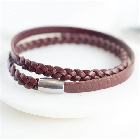 Dark Brown Leather Bracelet With Hand Stamped Message Leather