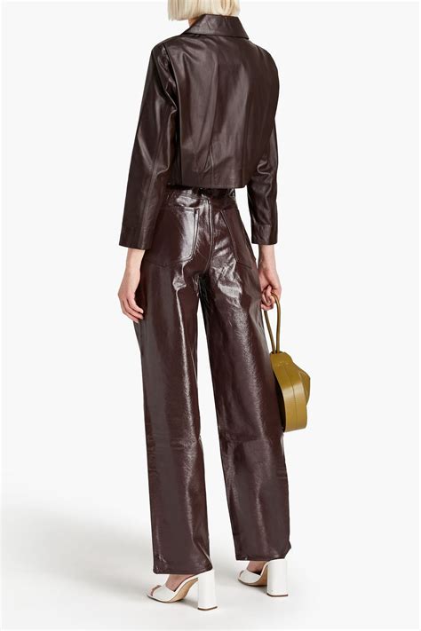 Good American Crinkled Coated Faux Leather Straight Leg Pants The Outnet