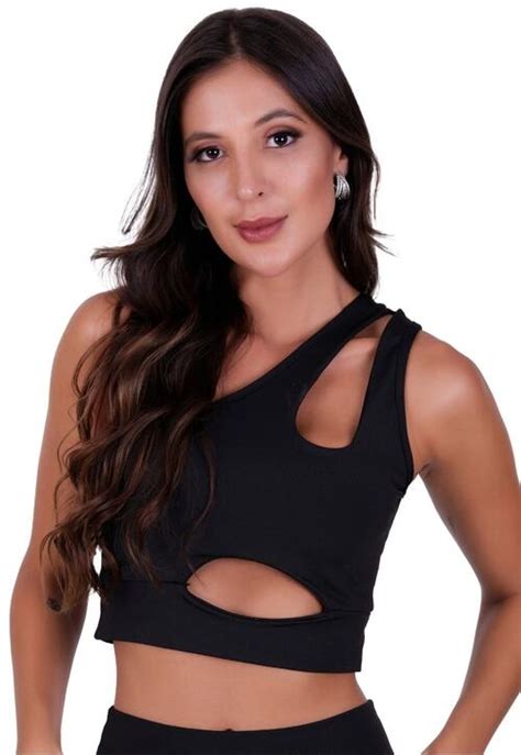 Comprar Top Fitness Decote Para Academia Cropped Terra E Mar Modas