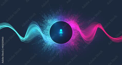 Voice Assistant Concept Vector Sound Wave Voice And Sound Recognition Equalizer Wave Flow